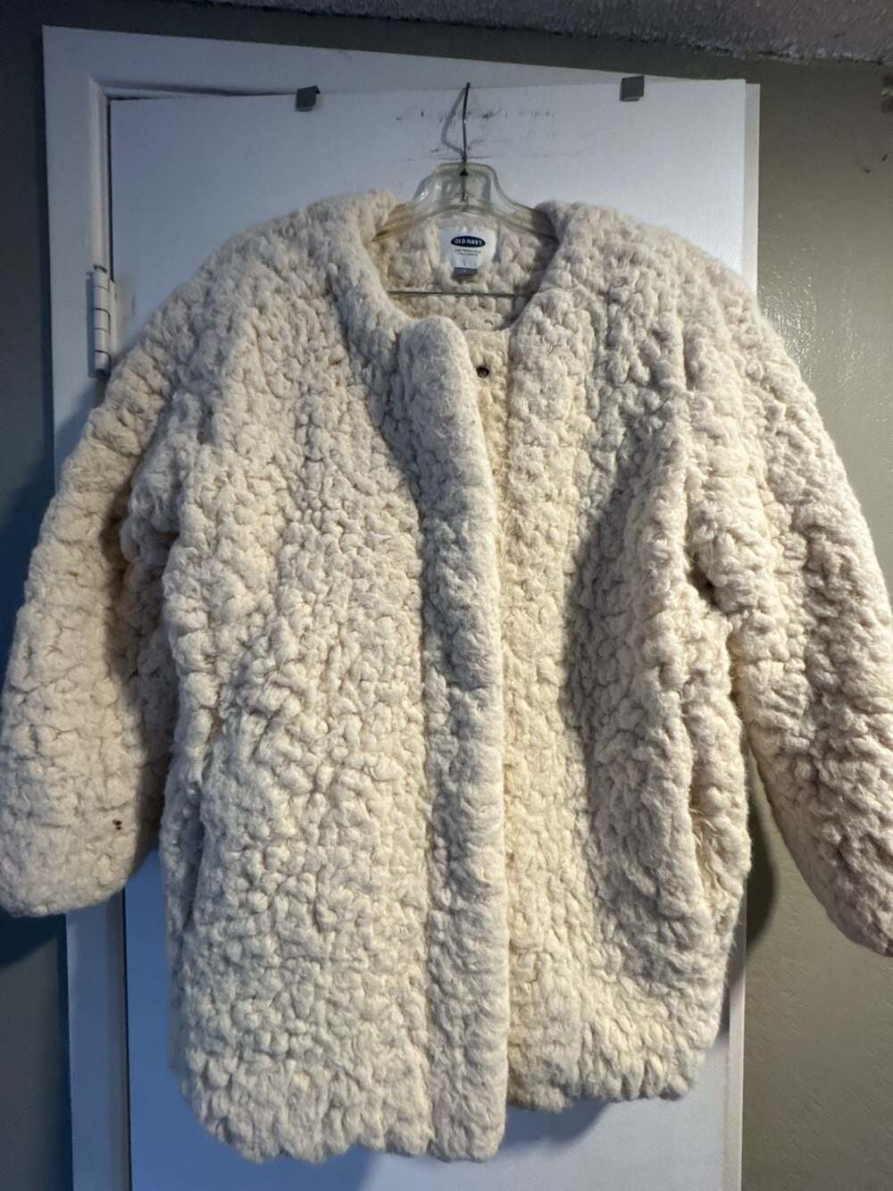 Old Navy Women's Cream Faux Shearling Sherpa Button Front Coat Size S